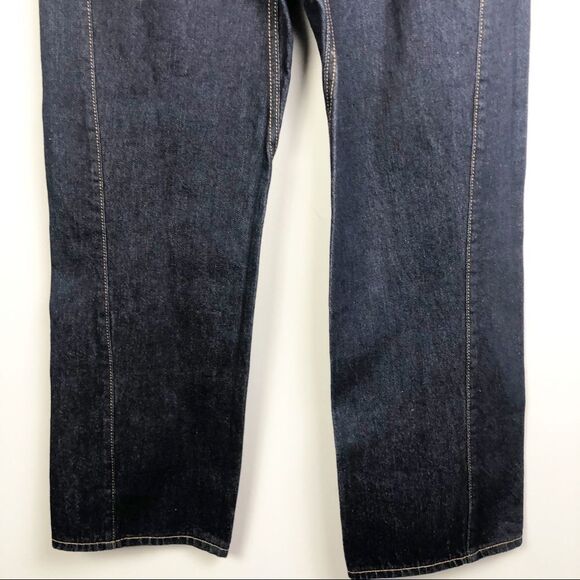 ZARA | NEW High Rise Button Fly Jeans Dark Wash Straight Leg Twisted Seam Size 6 - Picture 4 of 10